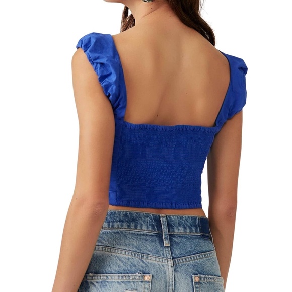 Free People Ashley Cropped Tank Top OB1716216 Mazarine Royal Blue Women's M NEW - Picture 3 of 6